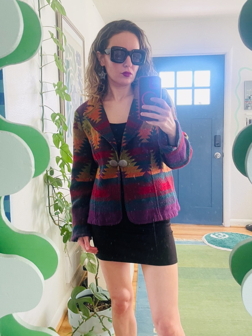 Bohemian Aztec Wool Blend Blazer - Multi-Color